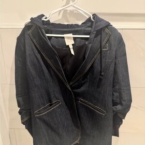cinq a sept Dark Blue Denim Hooded Blazer